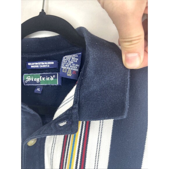 Vintage Siegfried Polo Shirt Men’s Size XL Multicolor Striped Short Sleeve Retro - Picture 5 of 9